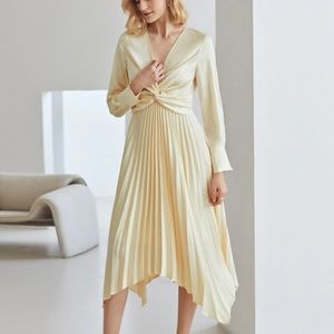 Pleated Dress with a Twist on Waist